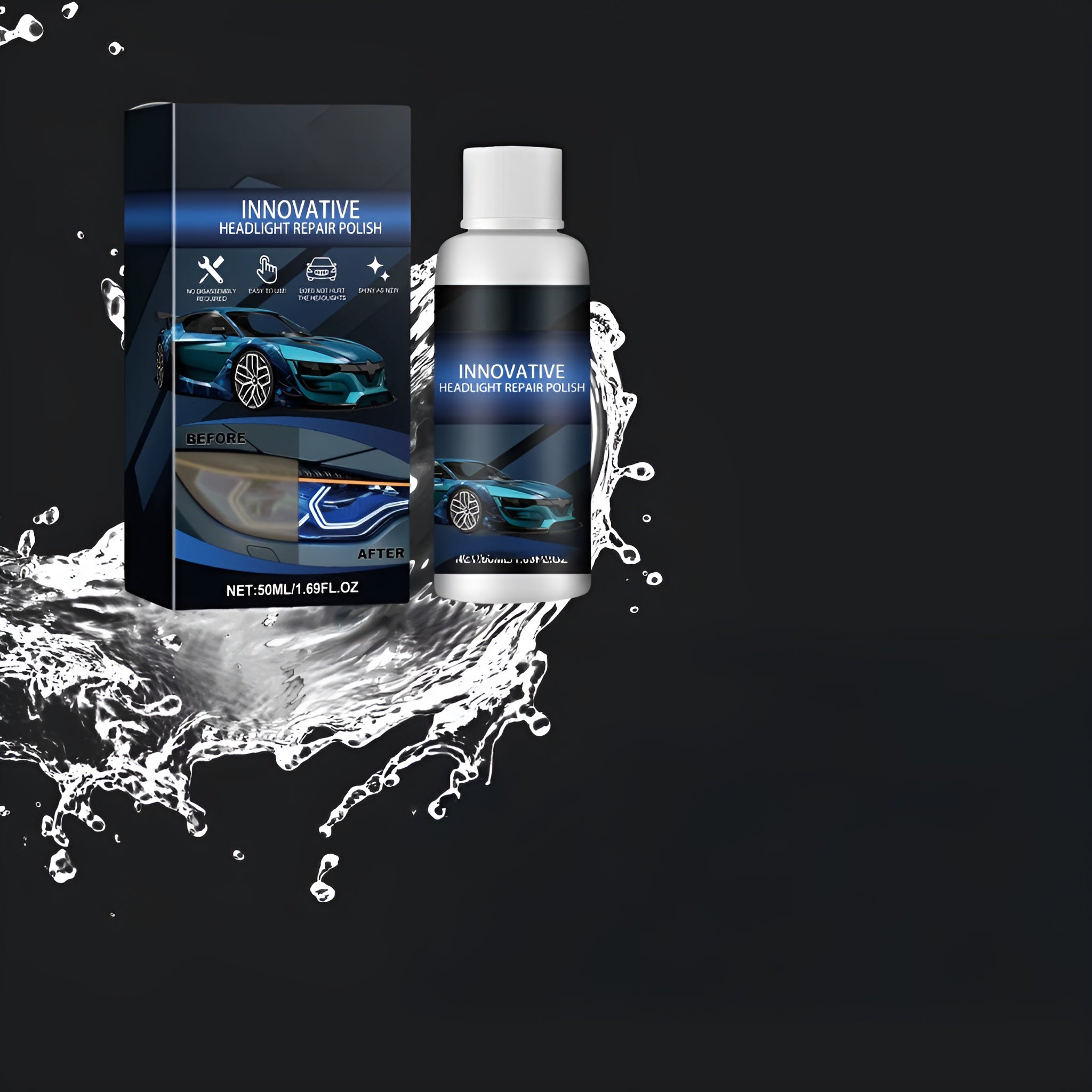 Headlight Restoration Kit Cleaner & Sponge Set UV Protective