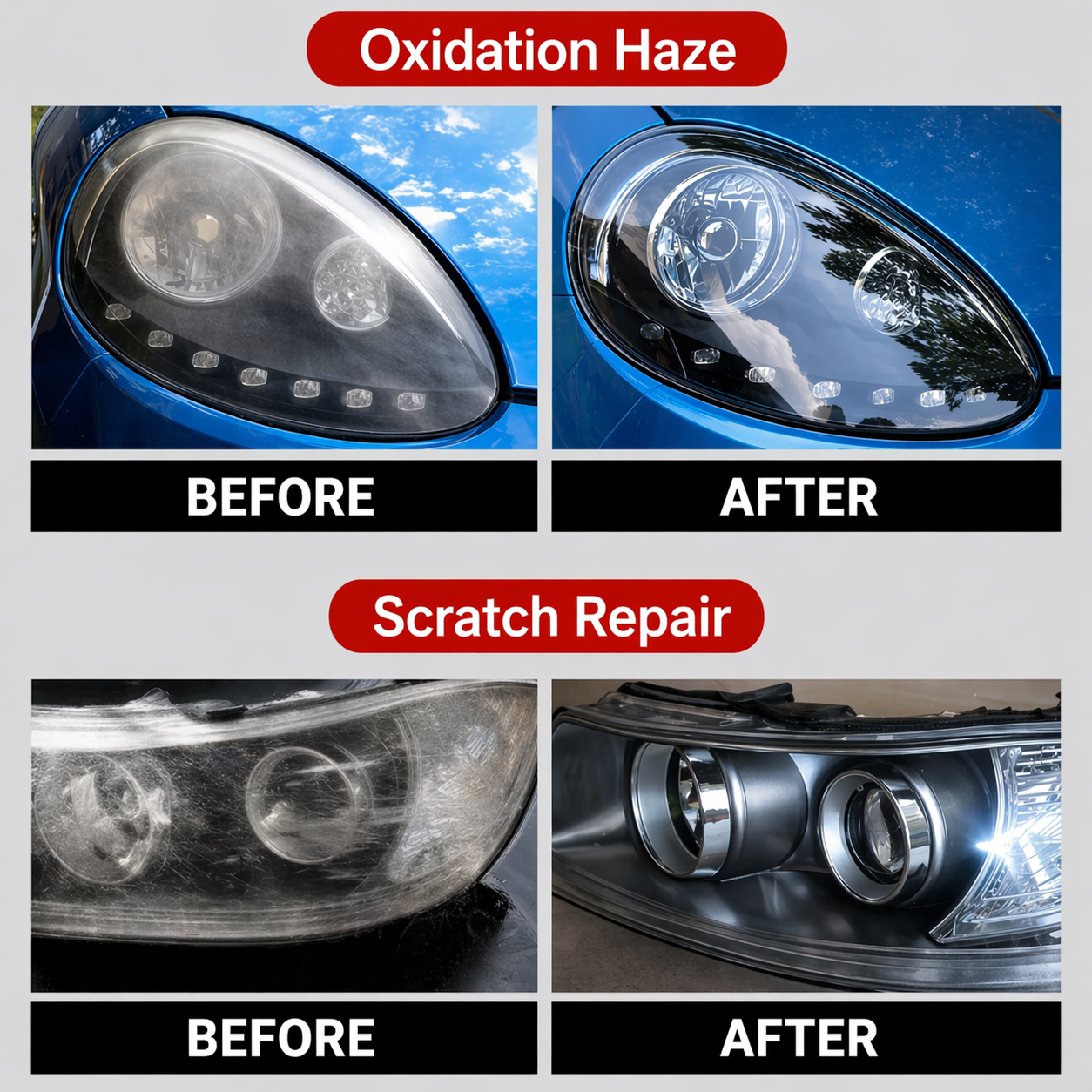 Headlight Restoration Liquid Removes Yellowing Tool-Free & UV Protection