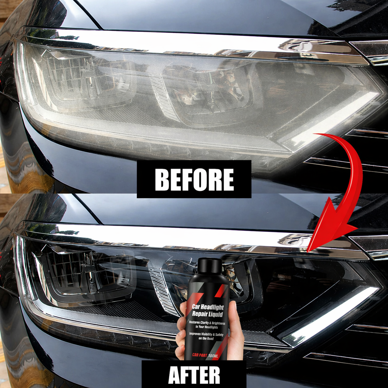 Headlight Restoration Liquid Removes Yellowing Tool-Free & UV Protection