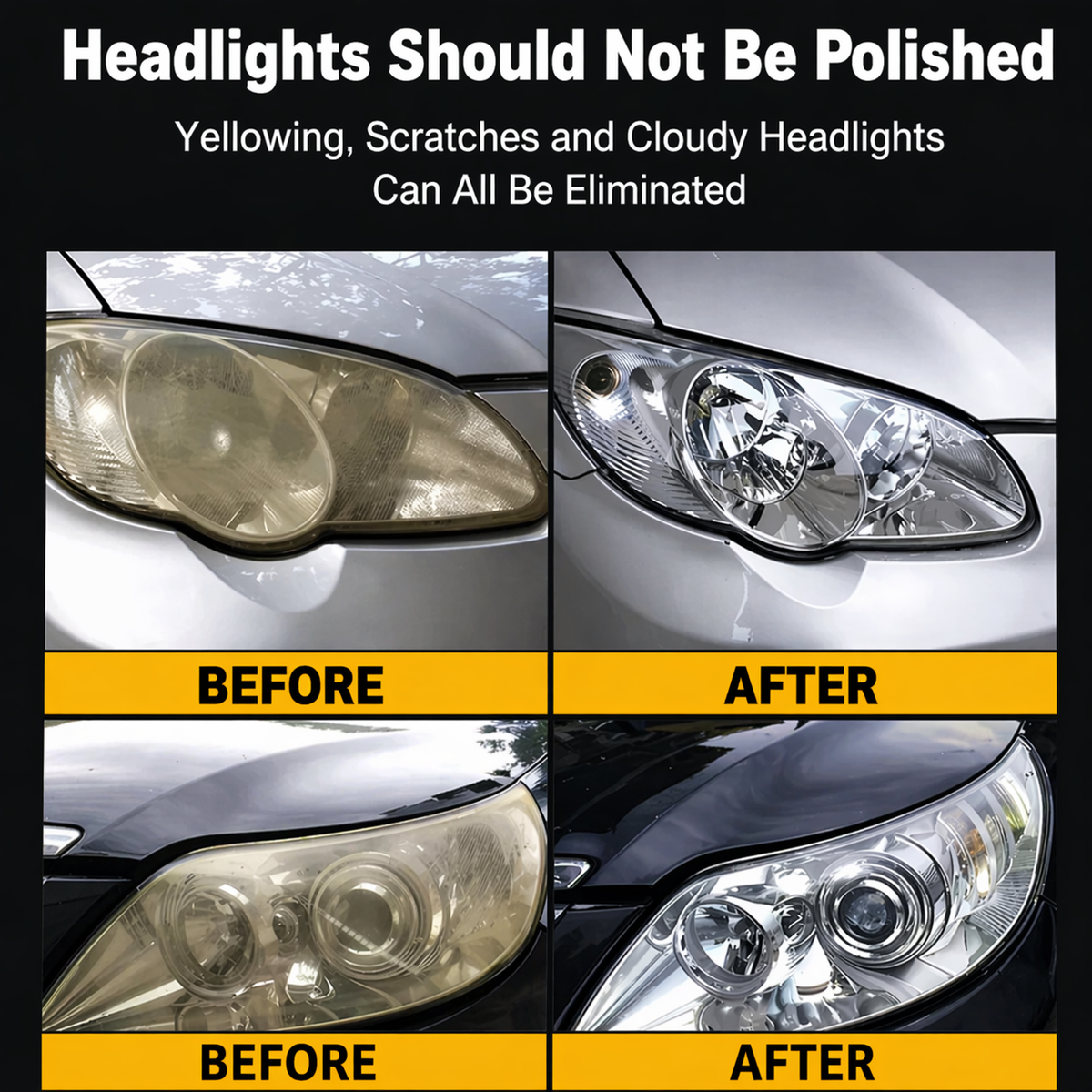 Headlight Restoration Liquid Removes Yellowing Tool-Free & UV Protection