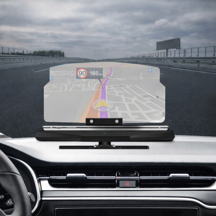 Heads-Up Display Windshield Projection Auto Brightness & Wireless Charging