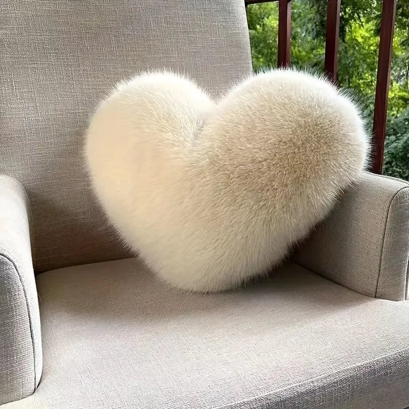 Heart-Shaped Pillow Faux Fur Cloud-Soft