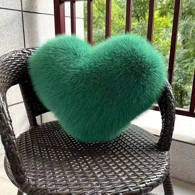 Heart-Shaped Pillow Faux Fur Cloud-Soft
