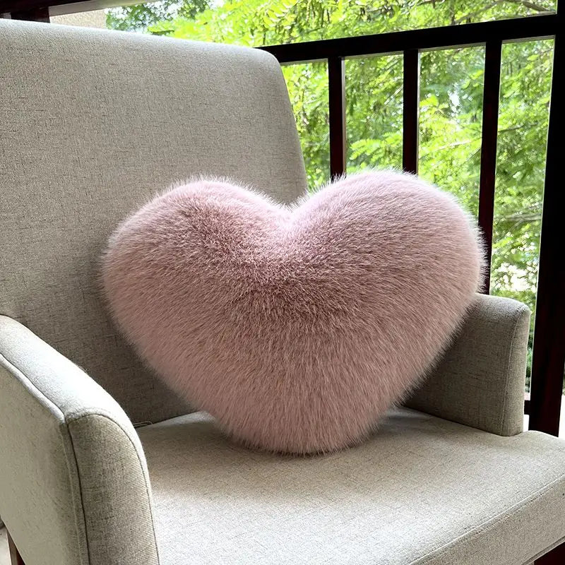 Heart-Shaped Pillow Faux Fur Cloud-Soft