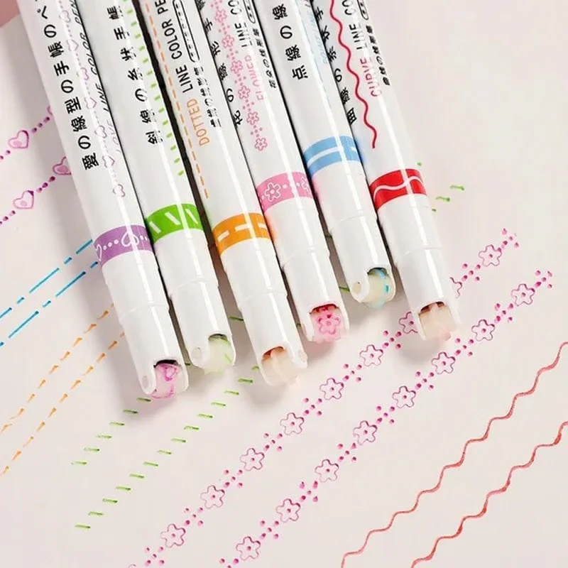 Highlighter Pen Rolling Tip & Fine Tip Fast-Drying Ink