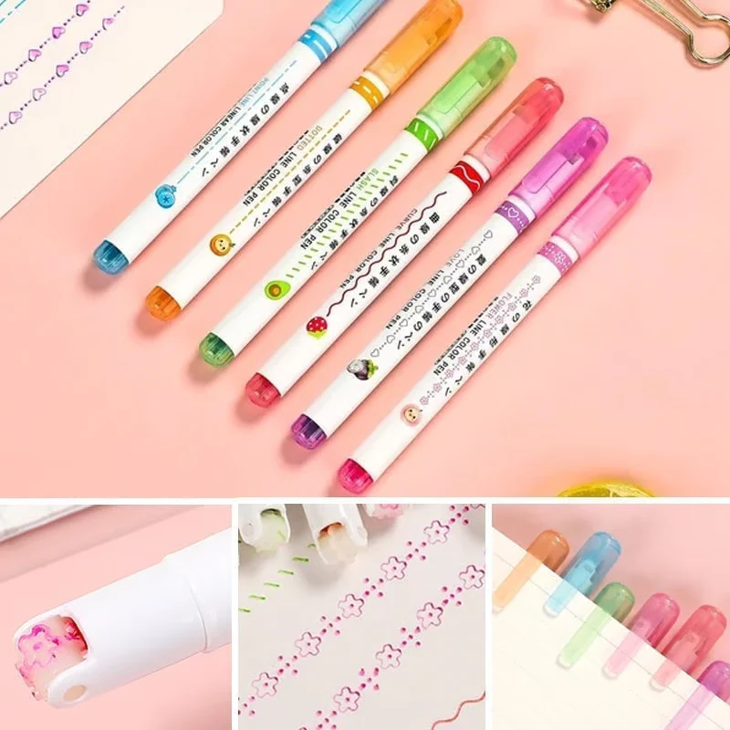 Highlighter Pen Rolling Tip & Fine Tip Fast-Drying Ink