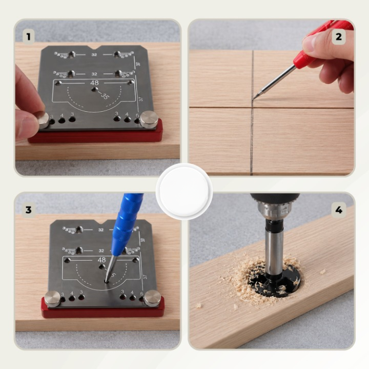 Hinge Drill Jig 35mm Cup Adjustable Aluminum Clamp