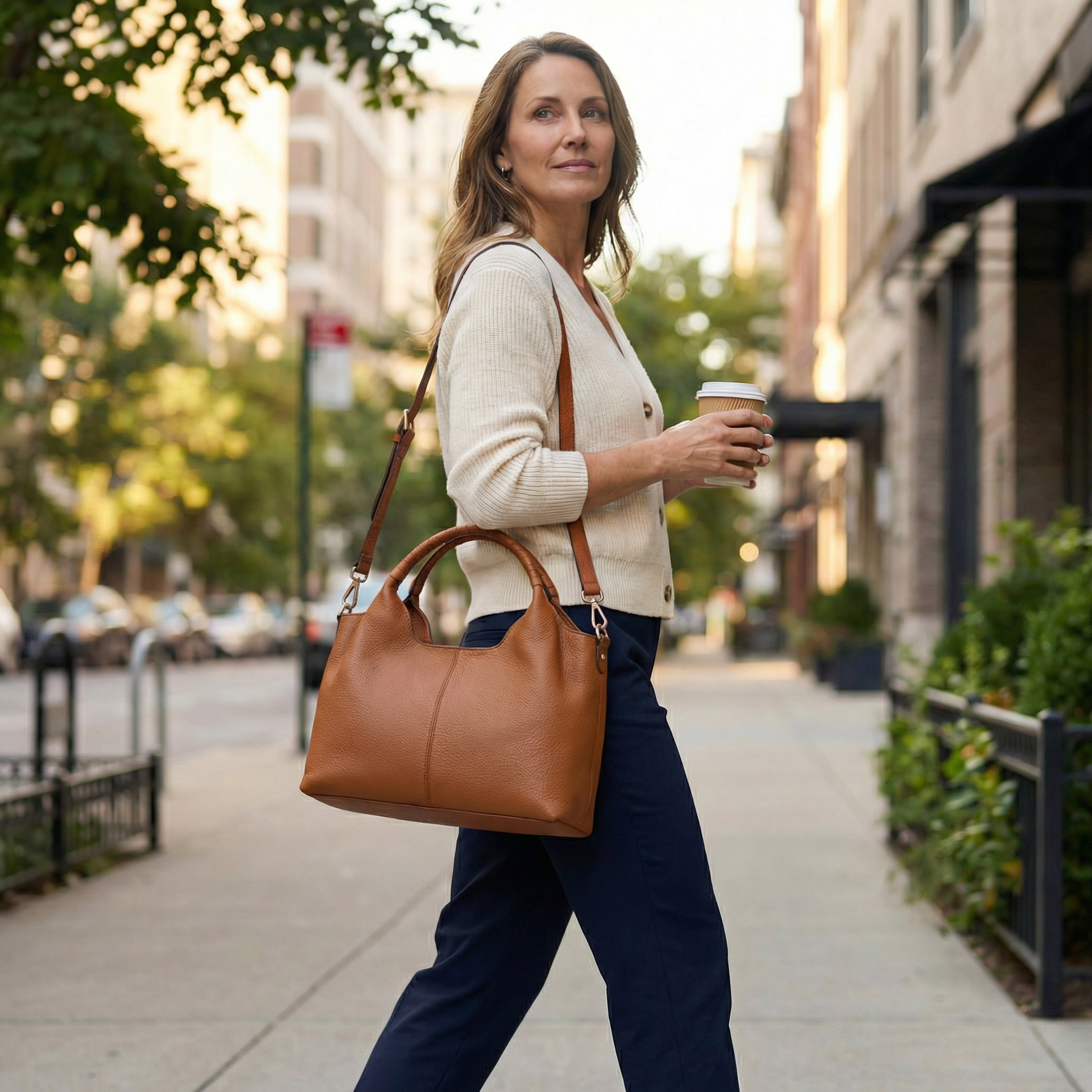 Hobo Bag Soft Faux Leather Five Interior Compartments