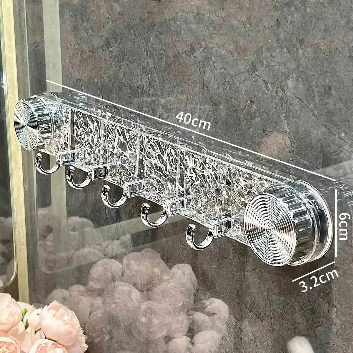 Hook Rail Suction Mount 5 Hooks Reusable