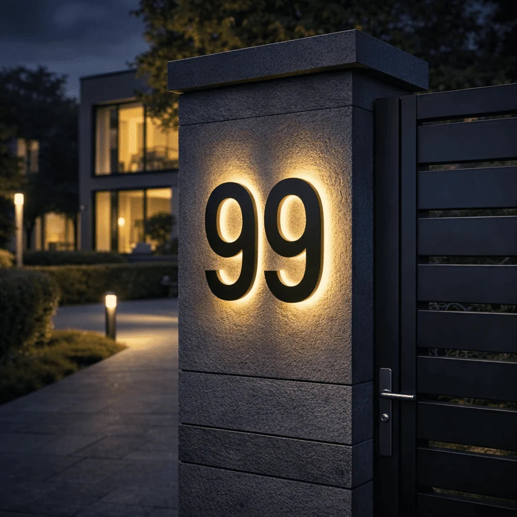 House Number Sign Backlit LED IP68 Waterproof Stainless Steel