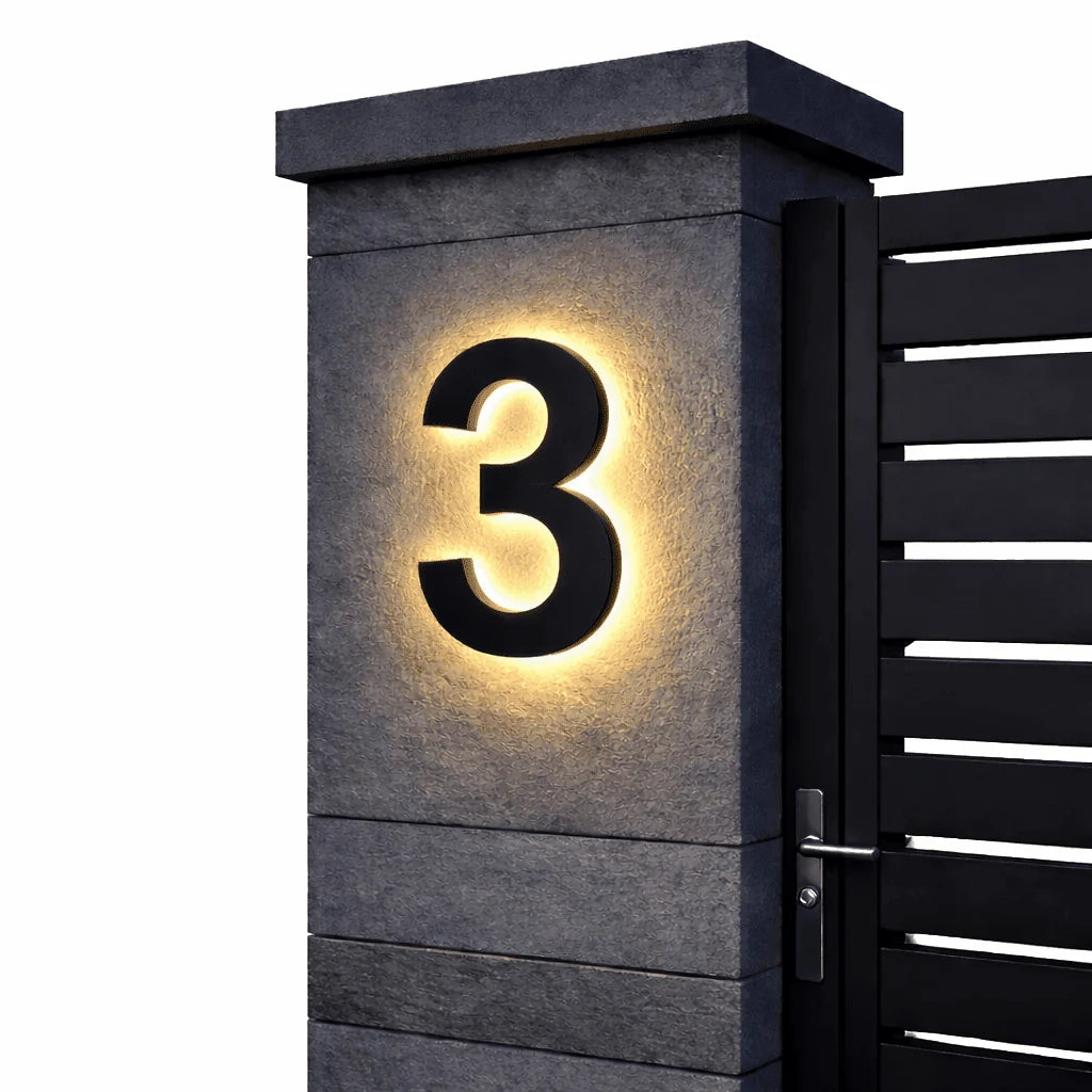 House Number Sign Backlit LED IP68 Waterproof Stainless Steel