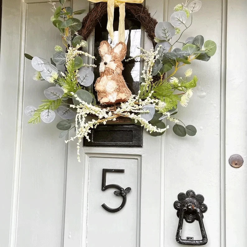 House Number Sign Bee Motif Weatherproof Metal Screw Mount