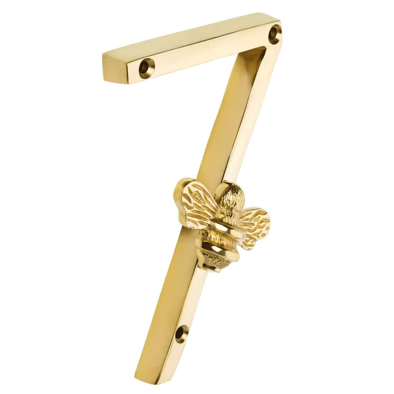 House Number Sign Bee Motif Weatherproof Metal Screw Mount