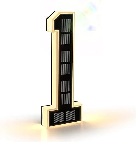 House Number Sign Solar Powered Automatic Dusk Sensor Weather Resistant