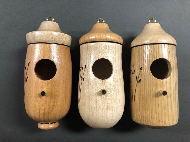 Hummingbird Feeder Natural Wood Precise Entry Hole