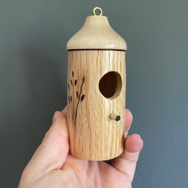 Hummingbird Feeder Natural Wood Precise Entry Hole