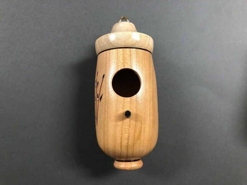 Hummingbird Feeder Natural Wood Precise Entry Hole