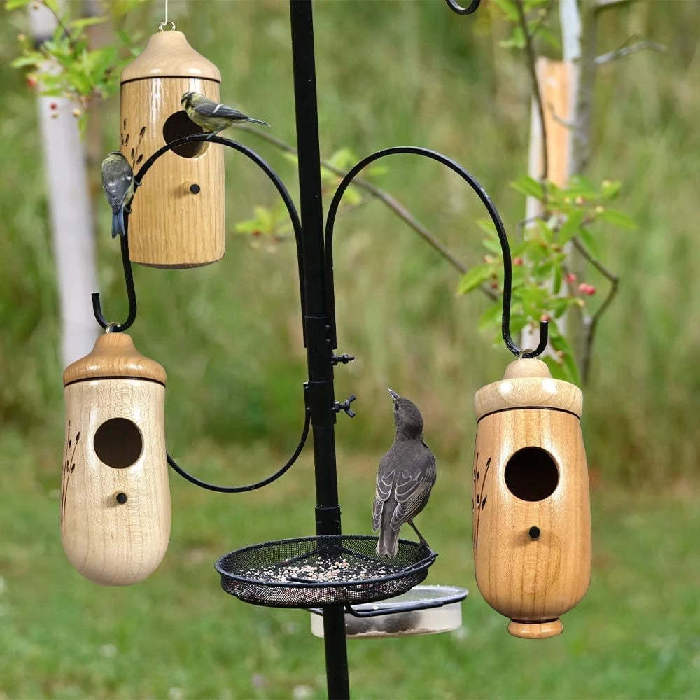 Hummingbird Feeder Natural Wood Precise Entry Hole