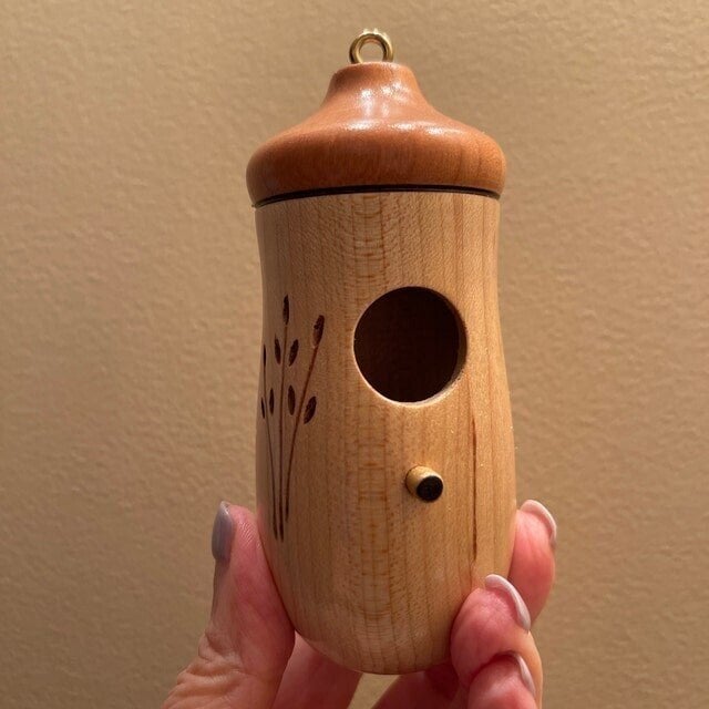 Hummingbird Feeder Natural Wood Precise Entry Hole