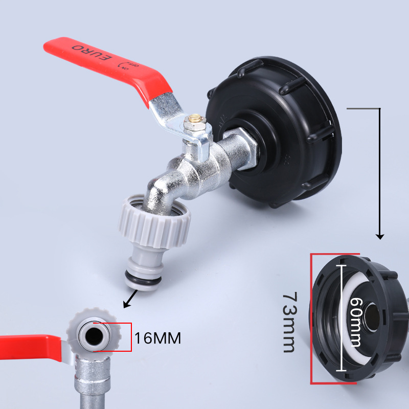 IBC Tank Faucet Brass Quick-Connect 2.36 Inch Thread