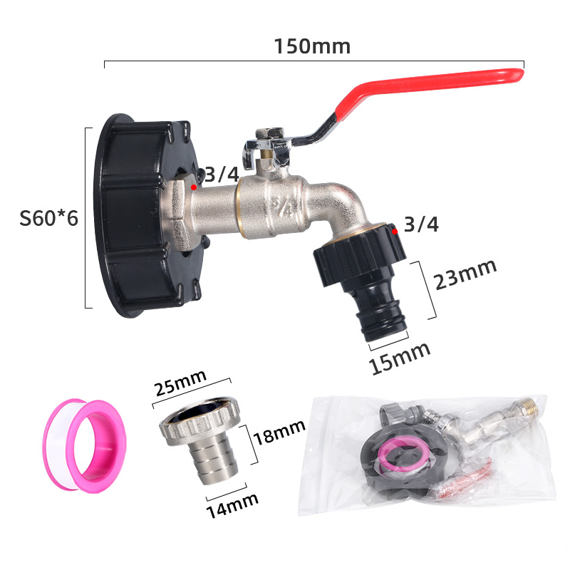 IBC Tank Faucet Brass Quick-Connect 2.36 Inch Thread