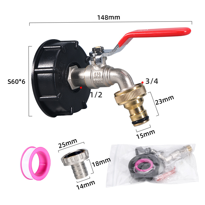 IBC Tank Faucet Brass Quick-Connect 2.36 Inch Thread