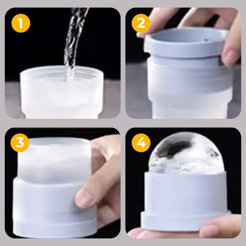 Ice Ball Maker Slow-Melting BPA-Free Silicone Stackable & Leak-Proof
