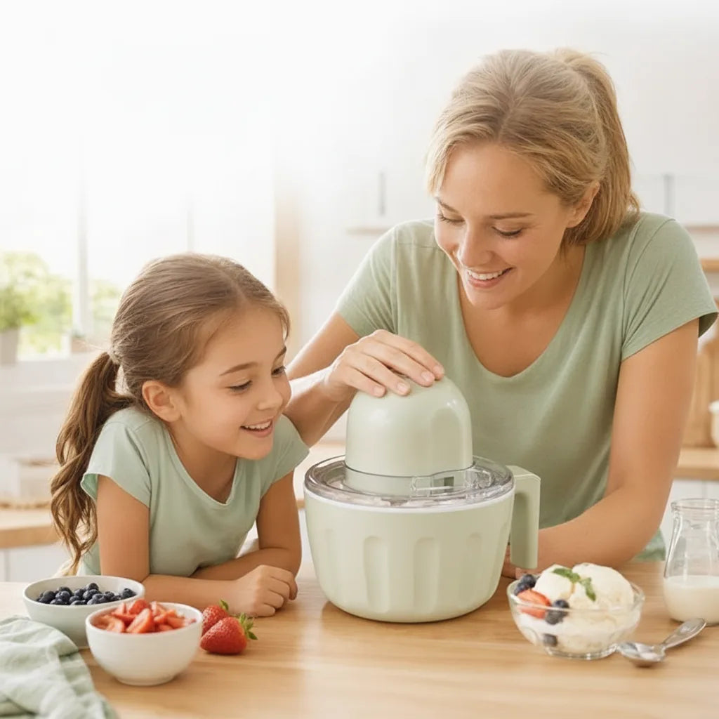 Ice Cream Maker Automatic Stirring Stainless Steel Compact