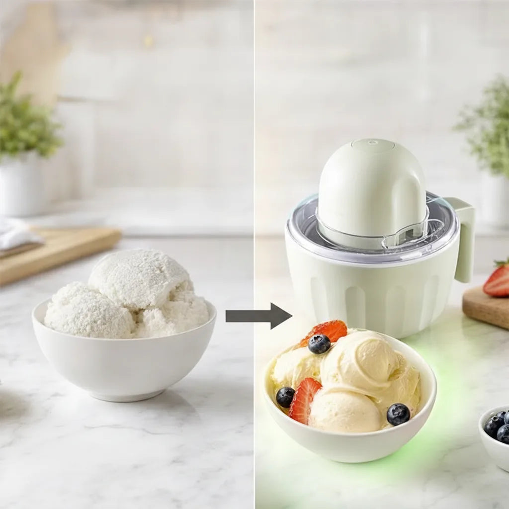 Ice Cream Maker Automatic Stirring Stainless Steel Compact