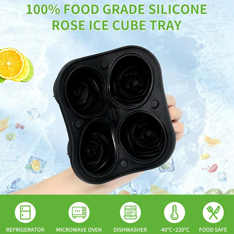 Ice Cube Mold Rose-Shaped Slow-Melting Food-Grade Silicone