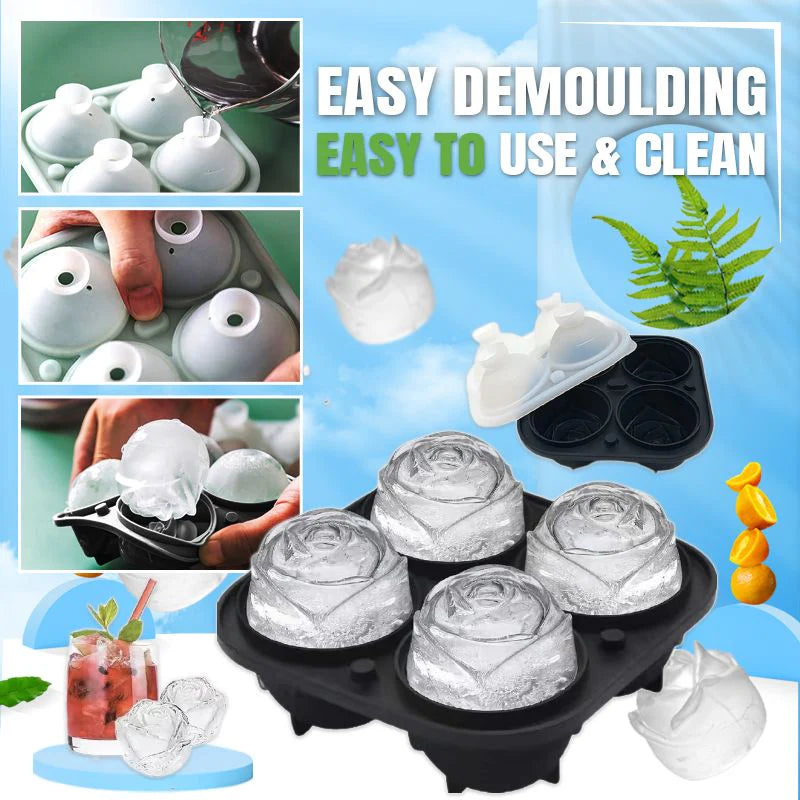 Ice Cube Mold Rose-Shaped Slow-Melting Food-Grade Silicone
