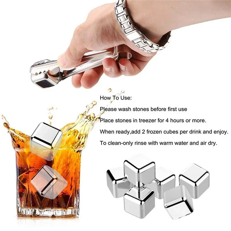 Ice Cube Set Stainless Steel Reusable No Dilution