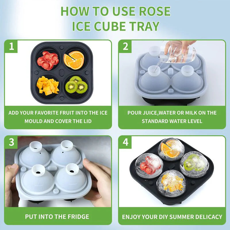 Ice Cube Tray 3D Rose Food-Grade Silicone Slow Melting