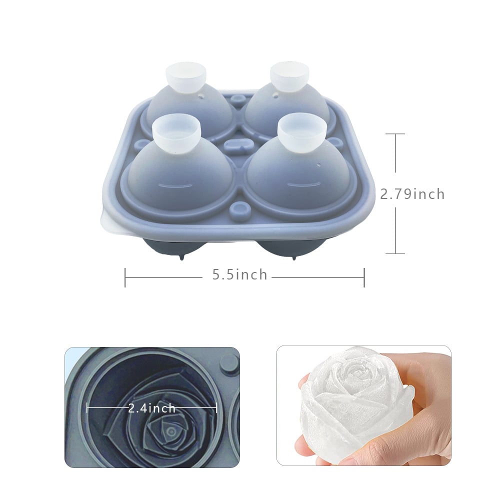 Ice Cube Tray 3D Rose Food-Grade Silicone Slow Melting