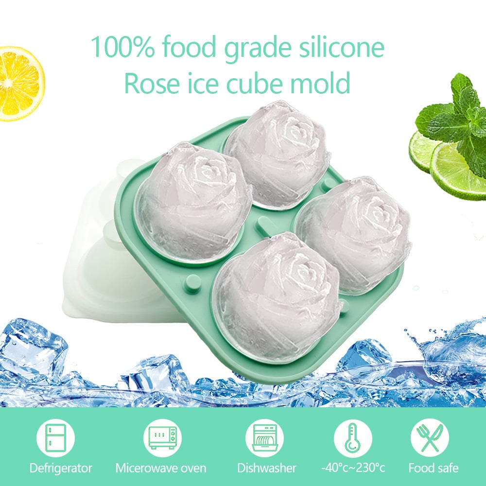 Ice Cube Tray 3D Rose Food-Grade Silicone Slow Melting