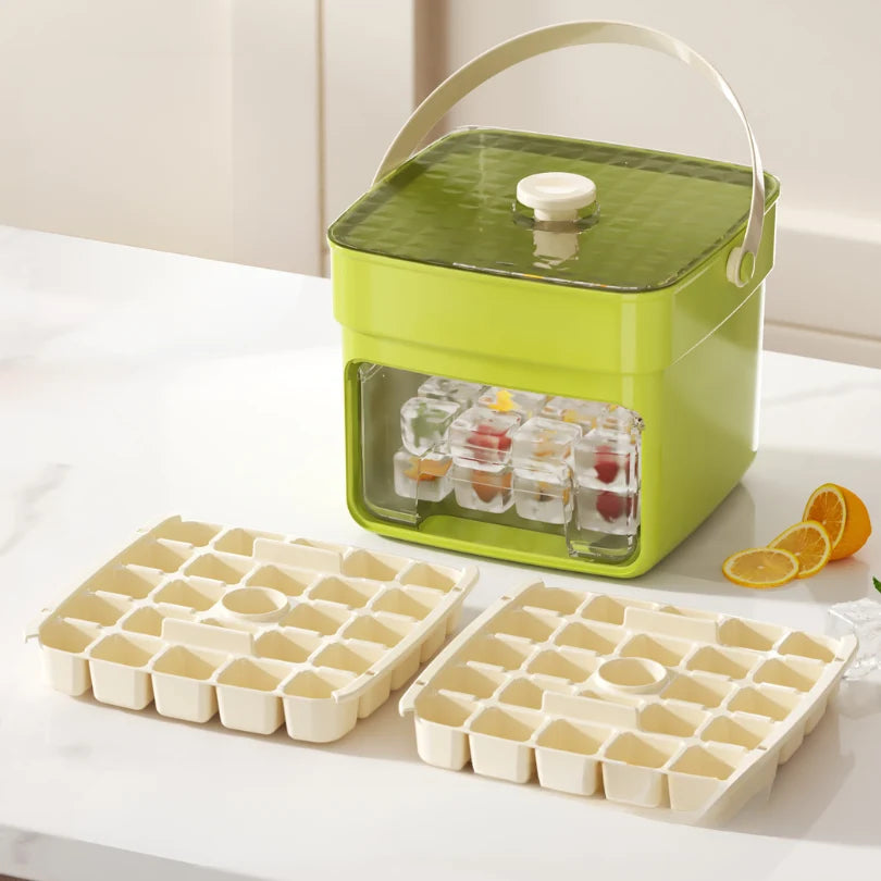 Ice Cube Tray Flexible Pop-Out Storage Box Lid & Handle