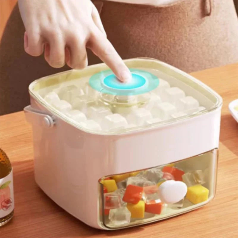 Ice Cube Tray Flexible Pop-Out Storage Box Lid & Handle
