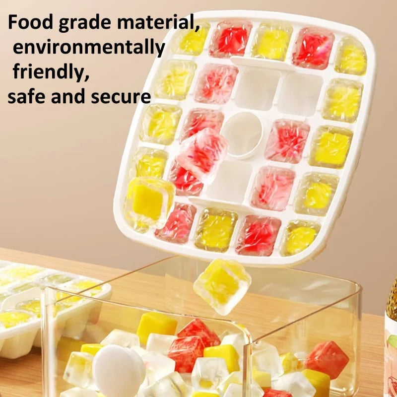 Ice Cube Tray Flexible Pop-Out Storage Box Lid & Handle