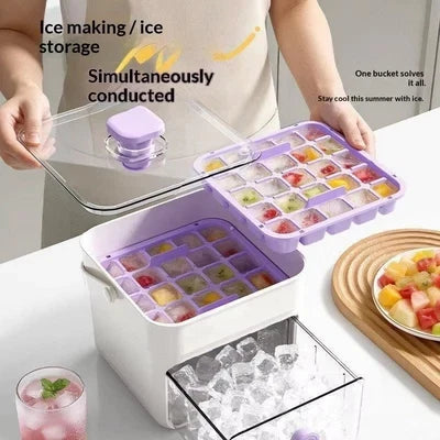 Ice Cube Tray Flexible Pop-Out Storage Box Lid & Handle