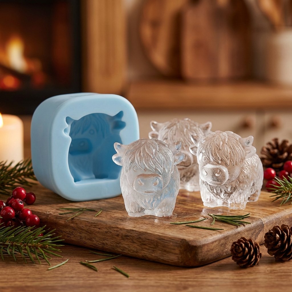 Ice Cube Tray Highland Cow Food-Grade Silicone 6-Cavity
