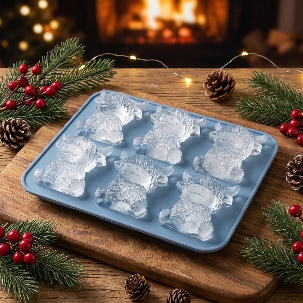 Ice Cube Tray Highland Cow Food-Grade Silicone 6-Cavity
