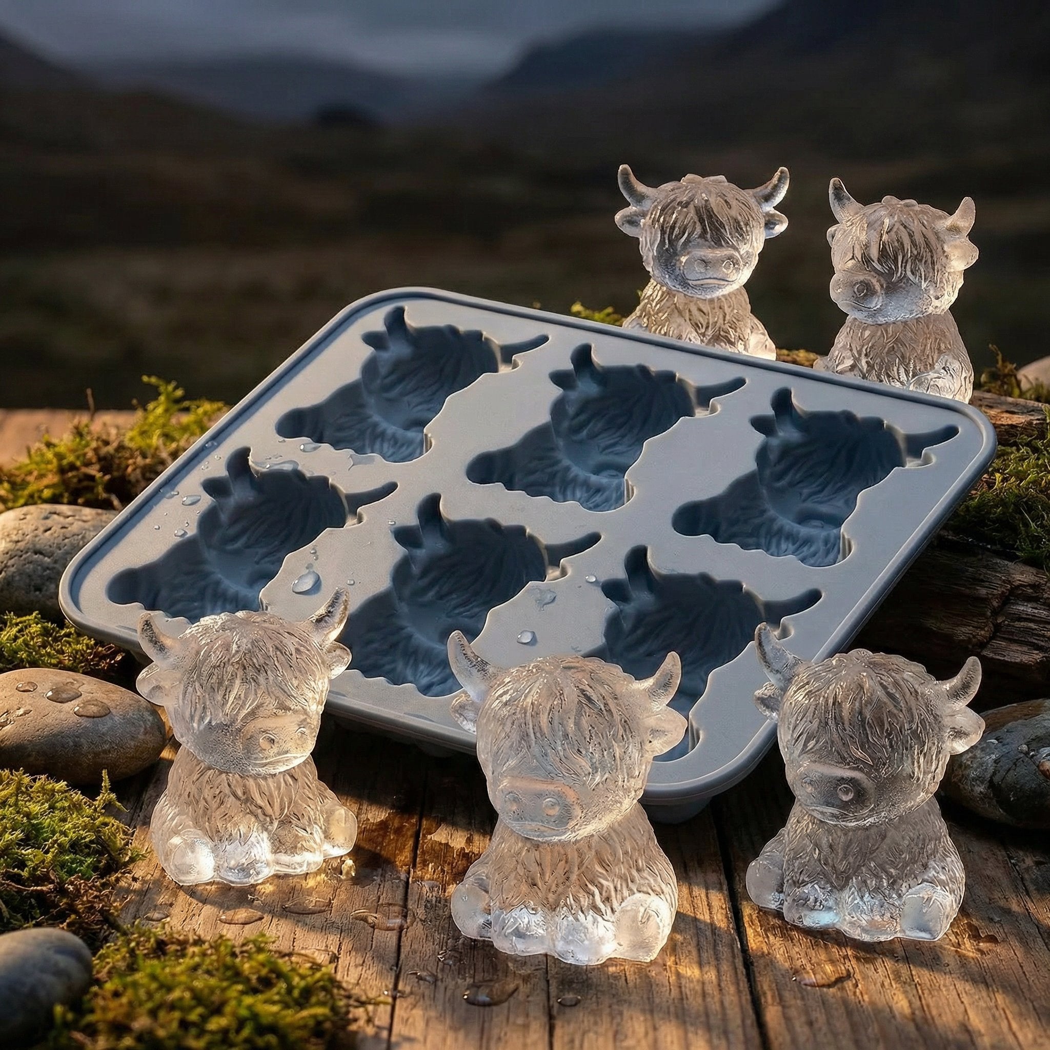 Ice Cube Tray Highland Cow Food-Grade Silicone 6-Cavity