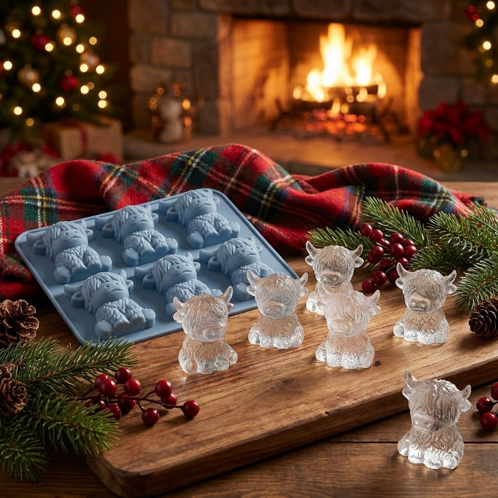 Ice Cube Tray Highland Cow Food-Grade Silicone 6-Cavity