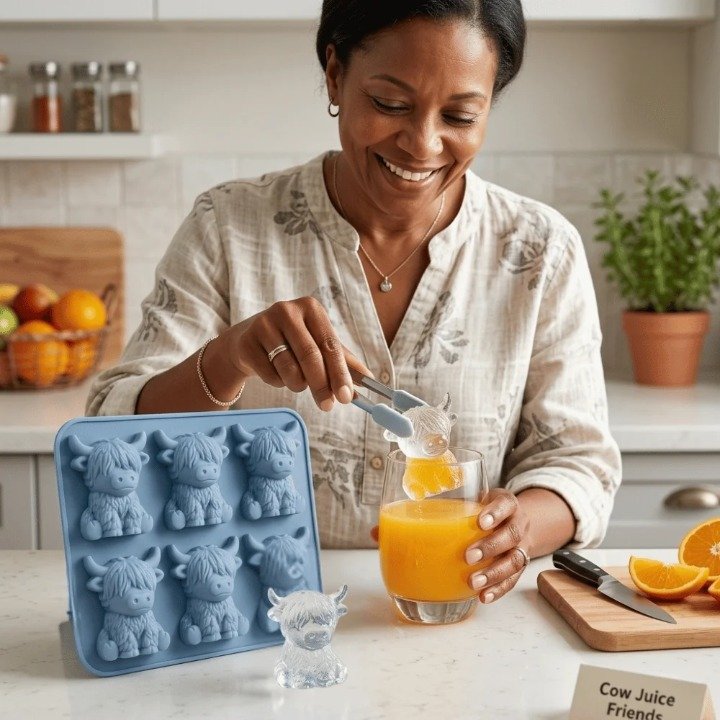 Ice Cube Tray Highland Cow Food-Grade Silicone 6-Cavity