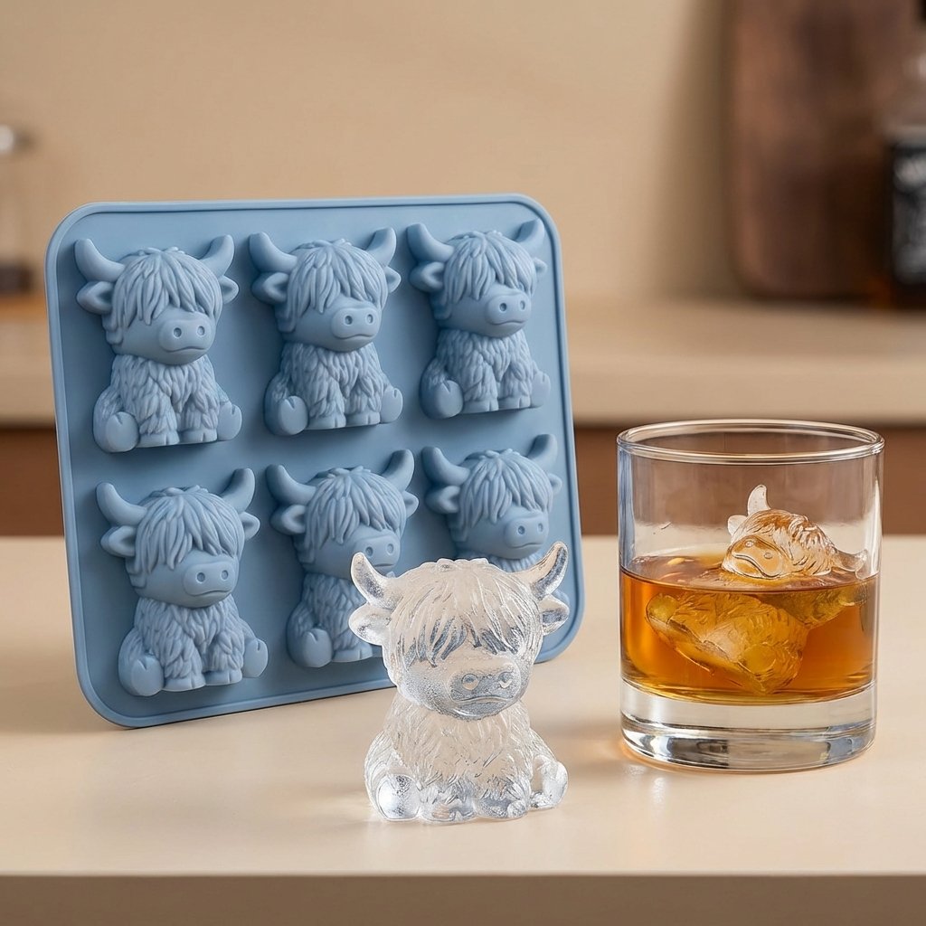 Ice Cube Tray Highland Cow Food-Grade Silicone 6-Cavity