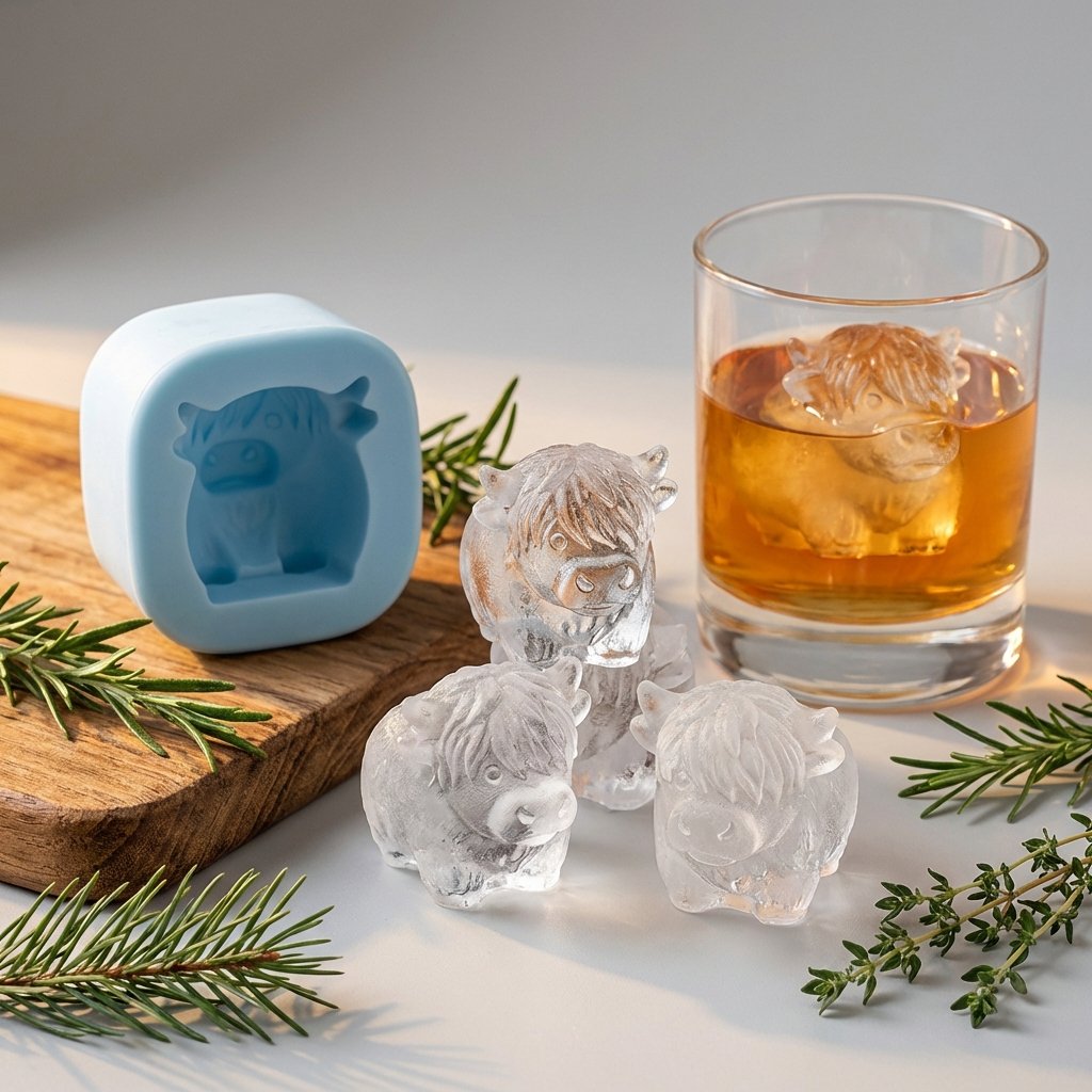 Ice Cube Tray Highland Cow Food-Grade Silicone 6-Cavity