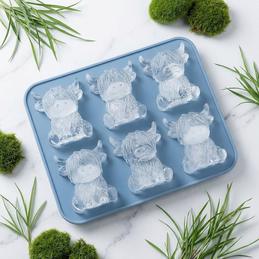 Ice Cube Tray Highland Cow Food-Grade Silicone 6-Cavity
