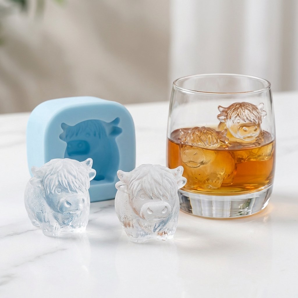 Ice Cube Tray Highland Cow Food-Grade Silicone 6-Cavity