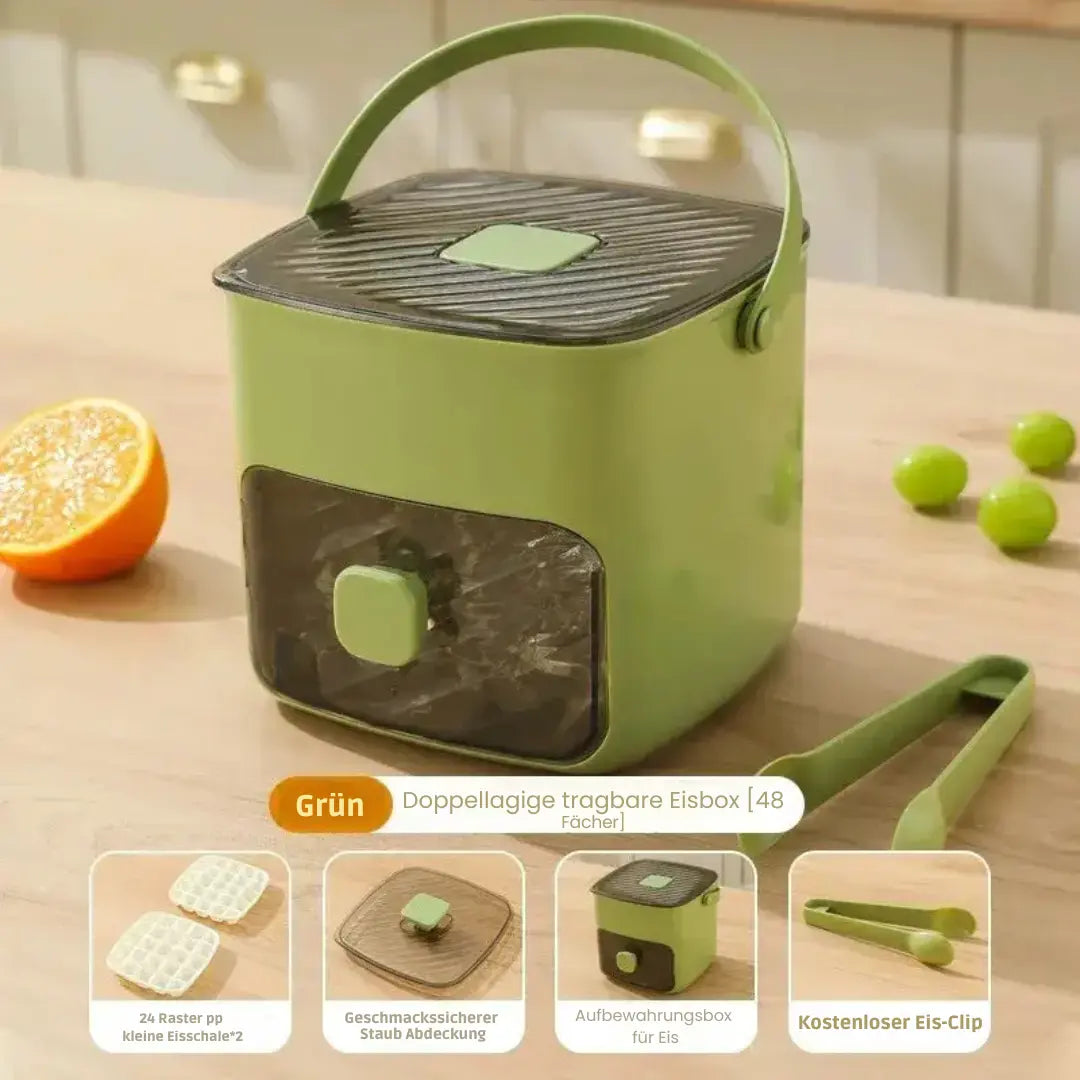 Ice Cube Tray Push-Button Release Stackable Hygienic 48 Cubes