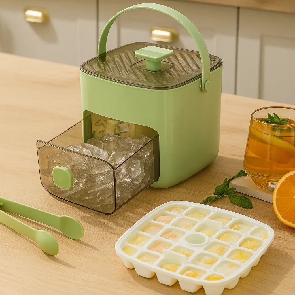 Ice Cube Tray Push-Button Release Stackable Hygienic 48 Cubes